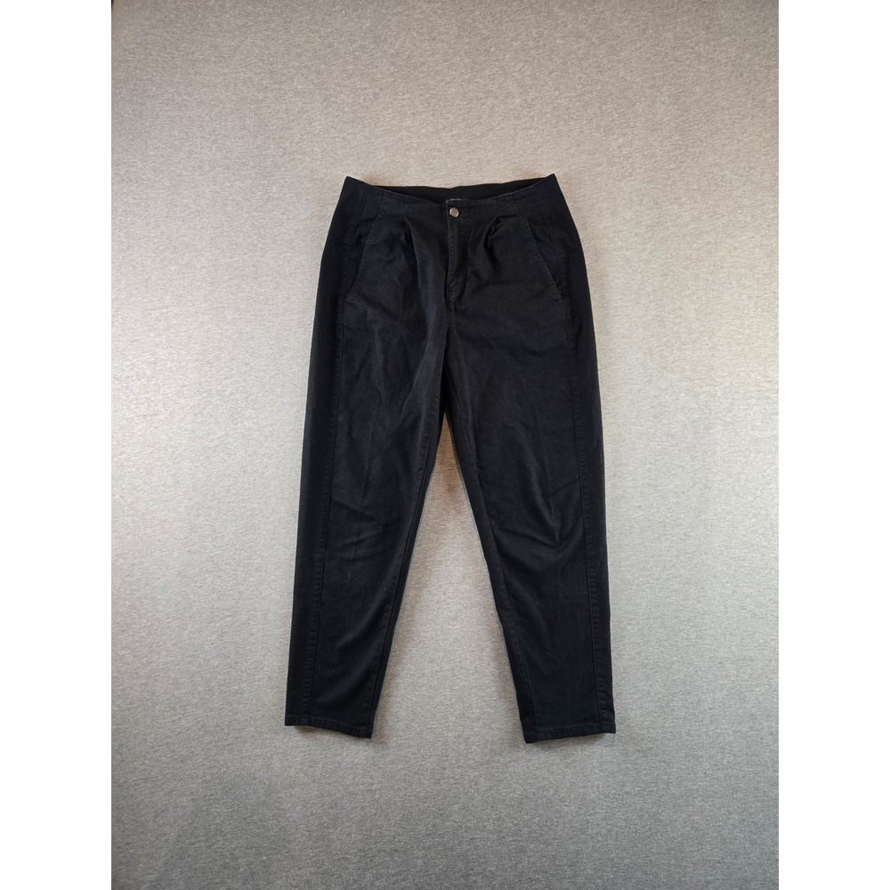 Eileen Fisher Tapered Trousers‎ Women 6 Black Pleated Organic Cotton Stretch